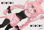  1girl artist_request cat furry long_hair open_mouth panties pink_hair solo stocking 