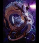  amber_eyes ambiguous_gender antlers black_bars claws cosmic_background digital_media_(artwork) dragon eastern_dragon feral fur horn looking_at_viewer noctem-tenebris open_mouth riivo solo teeth tongue white_fur yellow_eyes 
