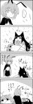  1girl 4koma =3 animal_ears antennae arms_at_sides belly_rub brooch cape comic commentary_request eternity_larva eyebrows_visible_through_hair greyscale hair_between_eyes highres imaizumi_kagerou jewelry jitome long_hair long_sleeves looking_at_another looking_at_viewer looking_down lying monochrome motion_lines on_back shaded_face shawl shirt short_hair shorts smile spoken_ellipsis sweatdrop tail tail_wagging tani_takeshi touhou translation_request untucked_shirt wolf_ears wolf_tail wriggle_nightbug yukkuri_shiteitte_ne 