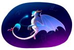  2017 blue_hair claws digital_media_(artwork) dragon feral hair horn icelectricspyro membranous_wings scalie solo western_dragon wings 