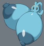  2018 anthro areola big_breasts blue_eyes blue_nipples breasts female huge_breasts hyper hyper_breasts legendary_pok&eacute;mon manaphy nintendo nipples petronoise pok&eacute;mon pok&eacute;mon_(species) simple_background smile solo video_games yellow_sclera 