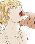  2boys aomine_daiki blood dark_skin hand hands kise_ryouta kuroko_no_basuke male_focus multiple_boys nosebleed open_mouth tongue yaoi 