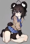  &lt;3 absolute_territory bear black_fur black_hair blue_eyes blush bow clothing female flat_chested footwear full_body fur hair hiranko ken_ashcorp kenny_(kenashcorp) looking_at_viewer mammal panda panties panty_shot school_uniform shoes skirt solo thick_thighs underwear uniform white_fur 