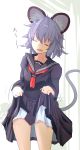  2014 animal_humanoid clothed clothing eyes_closed female grey_hair hair humanoid ishikkoro japanese_text mouse_humanoid nazrin open_mouth solo standing text touhou 