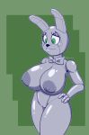  2018 animatronic anthro areola big_breasts bow_tie breasts buckteeth butt crossgender digital_media_(artwork) female five_nights_at_freddy&#039;s five_nights_at_freddy&#039;s_2 freepancakes hi_res huge_breasts lagomorph machine mammal nipples not_furry nude pussy rabbit robot simple_background solo teeth toy_bonnie_(fnaf) video_games 