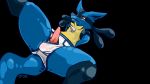  2018 anthro b.cat blush briefs clothed clothing digital_media_(artwork) erection lucario lying male nintendo on_back open_mouth penis pok&eacute;mon pok&eacute;mon_(species) precum simple_background solo tighty_whities underwear video_games white_underwear 