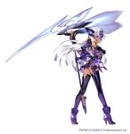  android ass bespectacled blue_eyes breasts choco cleavage cyborg dark_skin elbow_gloves full_body glasses gloves large_breasts long_hair official_art scythe silver_hair simple_background smile solo t-elos t-elos_re thighhighs underboob white_background xenoblade_(series) xenoblade_2 xenosaga xenosaga_episode_iii 