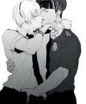  2boys aomine_daiki dark_skin kuroko_no_basuke kuroko_tetsuya male male_focus monochrome multiple_boys police police_uniform tagme yaoi 