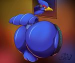  anthro avian backsack balls beak big_butt bird bubble_butt butt dragonxpyro falco_lombardi falcon feathers glory_hole huge_butt male nintendo nude presenting presenting_hindquarters smile solo star_fox video_games 