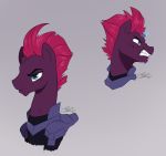  2018 armor blue_eyes broken_horn crossgender equine eye_scar facial_hair horn male mammal my_little_pony my_little_pony_the_movie nolycs portrait scar solo tempest_shadow_(mlp) unicorn 