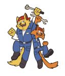 anthro cat chance_furlong clothed clothing cousindave duo feline fully_clothed hat heyitscousindave jake_clawson mammal simple_background swat_kats tools white_background wrench 