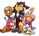  amy_rose angelauxes big_breasts breasts bunny_costume cape cleavage clothed clothing costume cream_the_rabbit maid_uniform nipples rouge_the_bat shadow_the_hedgehog sonic_(series) tikal_the_echidna uniform 