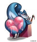  &lt;3 2018 alien battu big_butt big_tail blue_fur buckteeth butt butt_focus butt_heart claws countershading female fur gillpanda holding_object holidays leaning leaning_forward looking_at_viewer looking_back paint paintbrush peace_sign_(disambiguation) pink_nose presenting presenting_hindquarters raised_tail rear_view red_eyes signature simple_background smile solo teeth thick_thighs third_eye valentine&#039;s_day whiskers white_background wide_hips yellow_sclera 