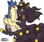  2018 anus bork butt digital_media_(artwork) duo erection fan_character female feral hi_res male male/female mega_ampharos mega_evolution nintendo open_mouth penetration penis pok&eacute;mon pok&eacute;mon_(species) pussy red_eyes sex simple_background smile spread_butt spreading tongue tongue_out typhlosion vaginal vaginal_penetration video_games 