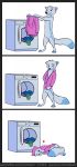 &lt;3 arctic_fox blue_fur bottomless canine clothed clothing comic fox fur happy hoodie leto_(letodoesart) letodoesart mammal nude washing_machine white_fur 