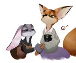  anthro breasts canine clothed clothing disney female fox gavalanche judy_hopps male mammal nick_wilde simple_background sleeping_beauty smile zootopia 