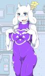  2017 anthro blush breasts caprine clothed clothing detailed_background female game_background goat horn looking_at_viewer mammal mellonsoda open_mouth solo standing toriel undertale video_games 