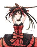  :d armpits arms_up asymmetrical_hair black_hair bow breasts choker cleavage clock_eyes collarbone date_a_live detached_sleeves dress dual_wielding eyebrows_visible_through_hair floating_hair frilled_bow frills gothic_lolita gun heterochromia holding holding_gun holding_weapon konoe_(fogtracks) lolita_fashion long_hair medium_breasts open_mouth red_bow red_dress red_eyes sleeveless sleeveless_dress smile solo standing symbol-shaped_pupils tokisaki_kurumi transparent_background twintails weapon yellow_eyes 