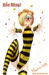  2015 arthropod bee blush clothing female hair hi_res humanoid insect nana_gel not_furry open_mouth simple_background solo text tongue 