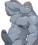  2018 abs anthro anthrofied areola barazoku biceps big_penis butt circumcised digital_media_(artwork) erection hand_behind_head hi_res huge_muscles humanoid_penis looking_at_viewer machoke maldu male muscular muscular_male naughty_face nintendo nipples nude pecs penis pok&eacute;mon pok&eacute;mon_(species) pok&eacute;morph pose raised_arm shaded simple_background smile solo standing stocky teeth triceps video_games 