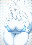  anthro big_breasts bikini blush breasts canine chest_tuft clothing dog female fluffy fur huge_breasts kemono mammal overweight overweight_female paws samoyed solo swimsuit tailzkim thick_thighs tuft voluptuous 
