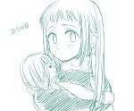  blush commentary_request doll elizabeth_liones fur_trim greyscale harumiya holding holding_doll long_hair looking_at_viewer monochrome nanatsu_no_taizai sketch younger 