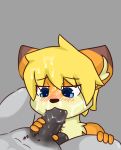  &lt;3 4_fingers age_difference blonde_hair blue_eyes blush brown_fur canine cub cum cum_on_face cynxie_(artist) erection fox fur hair humanoid_penis mammal oral orange_fur penis sex simple_background size_difference young 