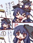  &gt;_&lt; /\/\/\ 1boy 1girl :d adjusting_clothes adjusting_hat admiral_(kantai_collection) akatsuki_(kantai_collection) anchor_symbol arm_up bangs black_hat blush blush_stickers closed_eyes commentary_request eyebrows_visible_through_hair flat_cap flying_sweatdrops food gloves hair_between_eyes hat holding holding_food jacket kantai_collection komakoma_(magicaltale) long_sleeves military_jacket neckerchief open_mouth purple_hair red_neckwear remodel_(kantai_collection) school_uniform serafuku shirt sideways_hat smile spoken_sweatdrop sweatdrop translated v-shaped_eyebrows white_gloves white_jacket white_shirt 