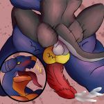  anal anal_penetration anthro balls blush cum cum_while_penetrated daikuhiroshiama dragon garchomp hands-free male male/male nintendo orgasm penetration penis pok&eacute;mon pok&eacute;mon_(species) scalie tongue tongue_out video_games 