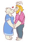  &lt;3 asgore_dreemurr beard boss_monster caprine facial_hair flower fur hand_holding horn lazy-hazy long_ears mammal plant romantic_couple toriel translucent undertale video_games white_fur 