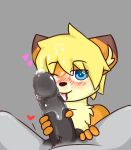  &lt;3 4_fingers age_difference blonde_hair blue_eyes blush brown_fur canine cub cum cum_on_face cynxie_(artist) erection fox fur hair handjob humanoid_penis mammal orange_fur penis sex simple_background size_difference young 