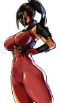  armor black_hair bodysuit breasts commentary covered_navel covered_nipples eu03 gloves hand_on_hip highres large_breasts long_hair mask ninja ponytail shoulder_armor sketch skin_tight solo soulcalibur soulcalibur_vi taki_(soulcalibur) 