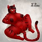  anthro big_breasts breasts camel_toe clothed clothing feline female g-string huge_breasts mammal slightly_chubby solo spread_legs spreading topless underwear voluptuous xizzdot 