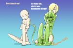  female female/female group human human_on_humanoid humanoid male mammal monster_girl_(genre) nana_gel not_furry nude slime tentacles text toes translucent_body worried 