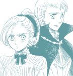  1girl armor blush bow brother_and_sister buttons cape gustaf_(nanatsu_no_taizai) hair_bow harumiya high_collar jericho_(nanatsu_no_taizai) long_hair looking_at_another nanatsu_no_taizai ponytail siblings 