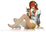  arm_support artist_name atlus barefoot catherine_(game) clothes_writing feet full_body glasses headphones highres keychain koromaru kuma_(persona_4) long_hair looking_at_viewer morgana_(persona_5) official_art orange_hair parted_lips persona persona_3 persona_4 persona_5 reflection sakura_futaba sheep short_shorts shorts simple_background sitting smile soejima_shigenori soles solo toes undershirt yellow_shorts 