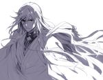  1boy endend_(shinia) izumi-no-kami_kanesada japanese_clothes long_hair male male_focus monochrome solo touken_ranbu very_long_hair 