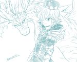  alternate_costume armor crown dragon fur_trim gem greyscale hair_over_one_eye harumiya meliodas monochrome nanatsu_no_taizai smile twitter_username 