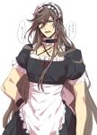  1boy brown_hair crossdressing dress endend_(shinia) izumi-no-kami_kanesada japanese_clothes long_hair maid maid_costume maid_uniform male male_focus solo touken_ranbu very_long_hair 