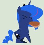  2014 blue_feathers blue_fur blue_hair cutie_mark equine evilfrenzy eyes_closed feathered_wings feathers female feral flat_colors friendship_is_magic fur hair horn mammal mouth_hold my_little_pony nude princess_luna_(mlp) side_view solo winged_unicorn wings 
