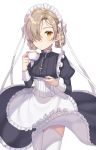  apron azur_lane bad_id bad_twitter_id bangs black_dress blush braid breasts buttons chain choker closed_mouth cowboy_shot cross cup dress dress_lift eyebrows_visible_through_hair fingernails frilled_apron frilled_dress frills garter_straps hair_over_one_eye highres holding holding_cup holding_plate izumo_neru legs_together light_brown_hair long_sleeves looking_at_viewer maid maid_apron maid_headdress medium_breasts orange_eyes plate puffy_long_sleeves puffy_sleeves ribbon sheffield_(azur_lane) short_hair simple_background skindentation sleeve_cuffs solo standing teacup thighhighs twin_braids underbust white_apron white_background white_legwear white_ribbon zettai_ryouiki 