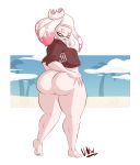  2018 beauty_mark big_butt butt cephalopod clothing digital_media_(artwork) female fluffernubber hoodie huge_butt humanoid inkling jacket looking_at_viewer looking_back marine nintendo open_mouth pearl_(splatoon) simple_background solo splatoon tentacle_hair tentacles thick_thighs video_games wide_hips 