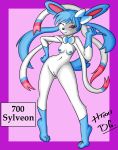  2018 absurd_res anthro areola breasts clitoris eeveelution female hi_res hitori09 mammal nintendo nipples nude one_eye_closed pok&eacute;mon pok&eacute;mon_(species) pussy shiny_pok&eacute;mon small_breasts smile solo standing sylveon video_games wink 