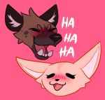  2018 aggressive_retsuko anthro beejamas canine digital_media_(artwork) female fennec fenneko fox fur haida hyena laugh male mammal sanrio 