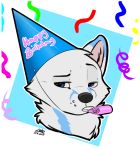  blue_eyes blue_fur fur hat leto_(letodoesart) letodoesart male party_hat solo white_fur 