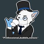  anthro arctic_fox blue_eyes blue_fur canine cup eyeglass fox fur hat leto_(letodoesart) letodoesart male mammal solo tea_cup top_hat white_fur 