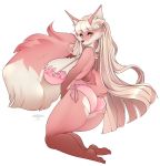  2018 anthro big_breasts bikini breasts butt canine cherrikissu clothing digital_media_(artwork) female fennec fox hair hi_res long_hair looking_at_viewer loyse mammal simple_background smile solo swimsuit thick_thighs white_background yellow_eyes 