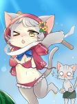  1girl artist_request brown_eyes cat cat_busters furry grey_hair one_eye_closed solo 