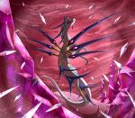  2017 claws cynderplayer detailed_background digital_media_(artwork) dragon feral flying pink_eyes solo yu-gi-oh 