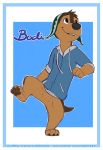  anthro bodi bottomless brown_fur canine clothed clothing dog fur happy hat hi_res hoodie letodoesart male mammal rock_dog simple_background solo 